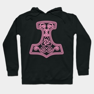 Thor hammer - Mjöllnir - pink neon Hoodie